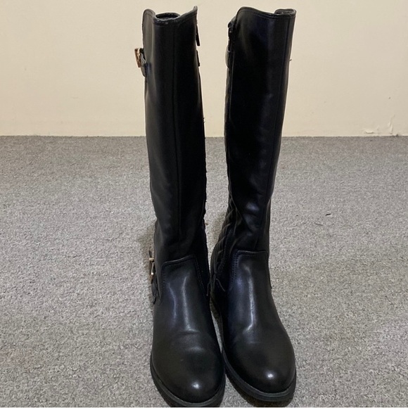 Black Quilted Knee High Winter Boots Women Size 9 - Picture 2 of 14